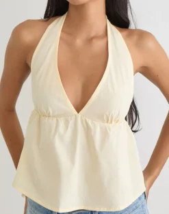 Eldana Halterneck Top in Poplin Buttermilk