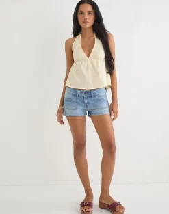Eldana Halterneck Top in Poplin Buttermilk