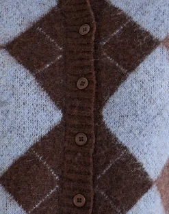 Eliana Cardigan in Knit Argyle Blue