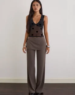 Elka Wrap Trouser in Tailoring Truffle