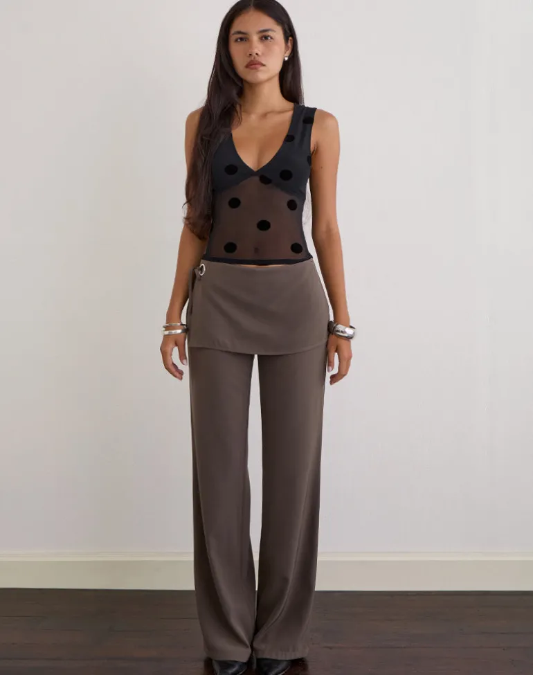 Elka Wrap Trouser in Tailoring Truffle