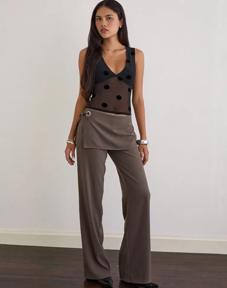 Elka Wrap Trouser in Tailoring Truffle