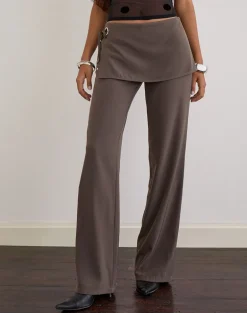 Elka Wrap Trouser in Tailoring Truffle