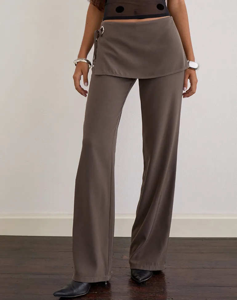 Elka Wrap Trouser in Tailoring Truffle
