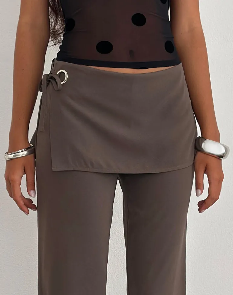 Elka Wrap Trouser in Tailoring Truffle