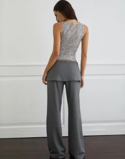 Elka Wrap Trouser in Tailoring Charcoal