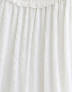 Elowen Frill Mini Dress in Crinkle Off White