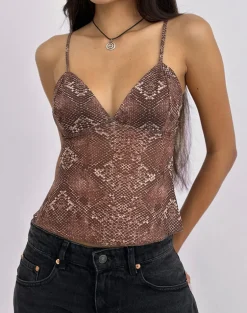 Elowyn Cami Top in Oversized Snake Skin