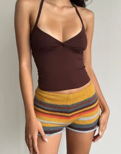 Elspe Halterneck Top in Bitter Chocolate