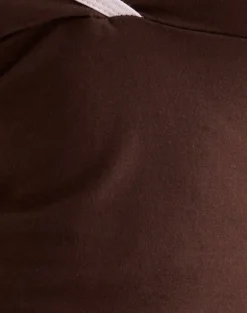 Elspe Halter Top in Bitter Chocolate with Light Pink Binding