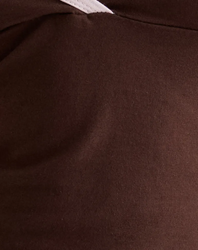 Elspe Halter Top in Bitter Chocolate with Light Pink Binding