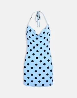 Eltazia Mini Dress in Blue with Polka Space Black