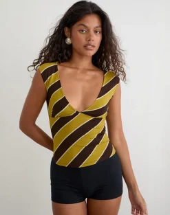 Emberlo Top in Retro Stripe Yellow