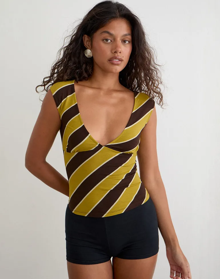 Emberlo Top in Retro Stripe Yellow