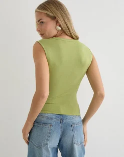 Emberly Plunge Top in Apple Green