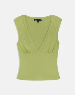 Emberly Plunge Top in Apple Green