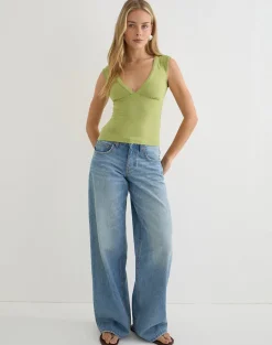 Emberly Plunge Top in Apple Green