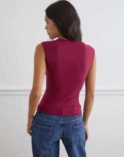 Emberly Plunge Top in Burgundy