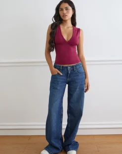 Emberly Plunge Top in Burgundy