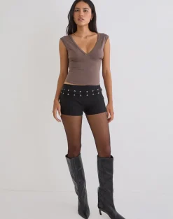 Emberly Plunge Top in Coffee Quartz