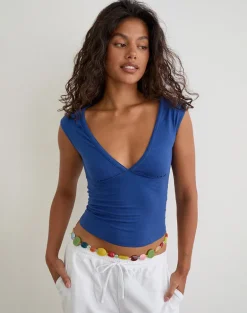 Emberly Plunge Top in Dazzling Blue