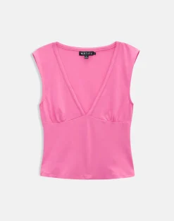 Emberly Plunge Top in Deep Pink