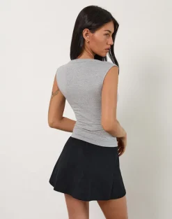 Emberly Plunge Top in Grey Marl
