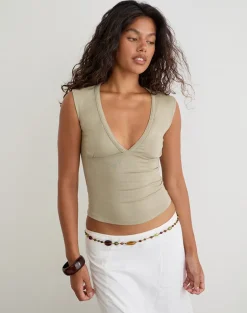 Emberly Plunge Top in Slate Green