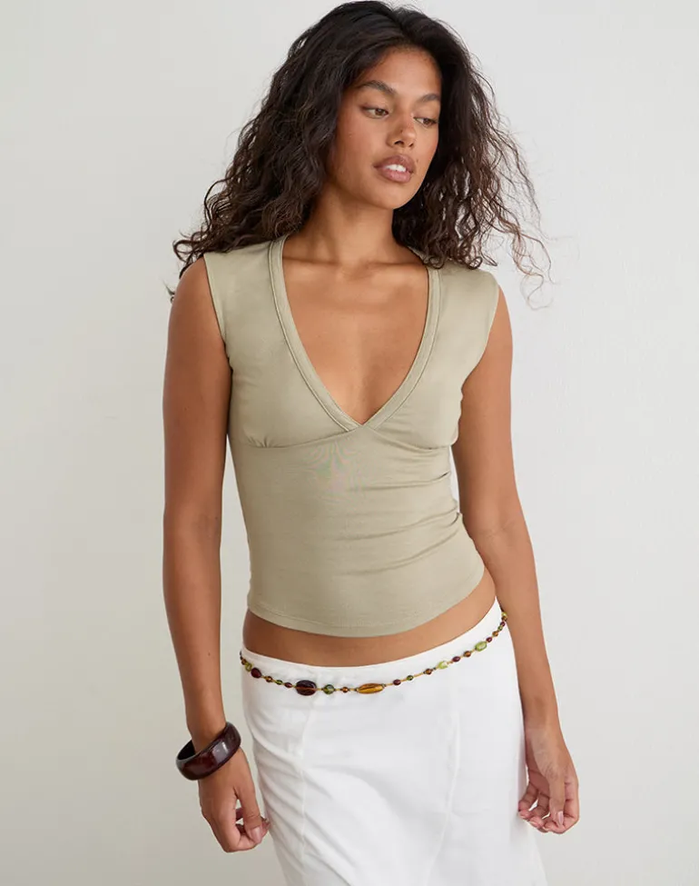Emberly Plunge Top in Slate Green