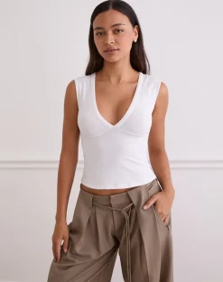 Emberly Plunge Top in White