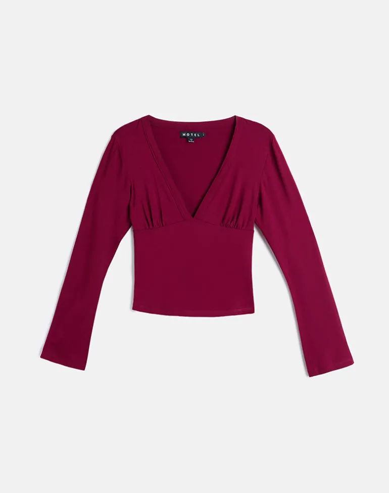 Emesy Long Sleeve Top in Burgundy
