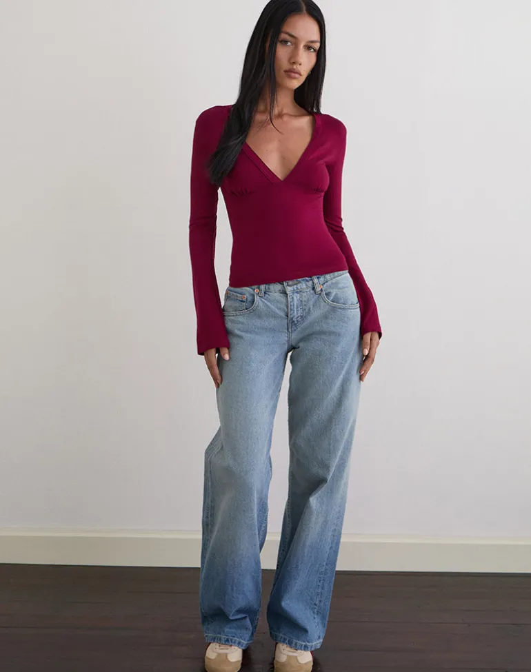 Emesy Long Sleeve Top in Burgundy