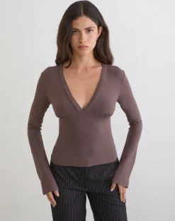Emesy Long Sleeve Top in Coffee Quartz