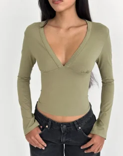 Emesy Long Sleeve Top in Khaki