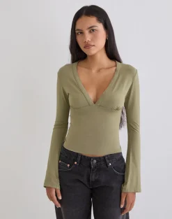 Emesy Long Sleeve Top in Khaki