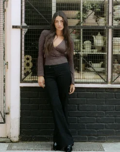 Emesy Long Sleeve Top in Micro Polka Brown