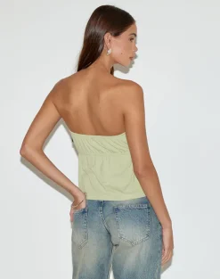 Ender Tie Bandeau Top in Rayon Pistachio