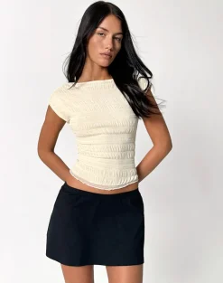 Erika Backless Top in Sequin Mesh Ivory