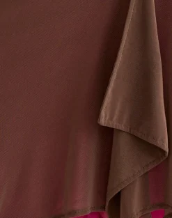 Erinhadi Midi Skirt in Mesh Brown with Hot Pink Lining