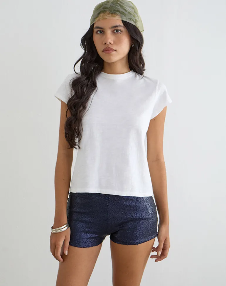 Erna Micro Short in Drape Sequin Navy