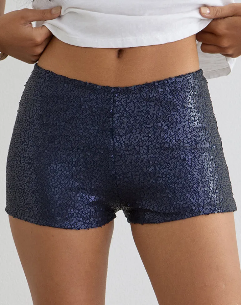 Erna Micro Short in Drape Sequin Navy