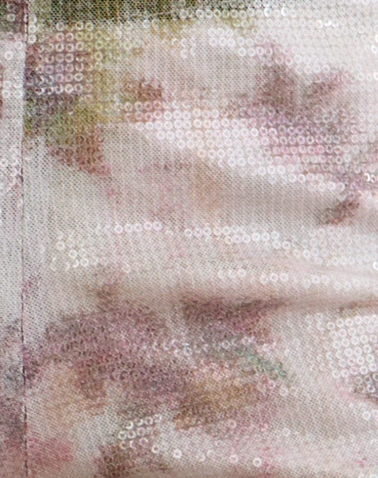 Erna Micro Short in Floral Sequin White and Purple