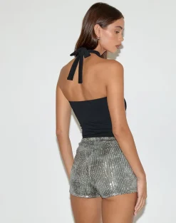 Erna Short in Sequin Green Grey