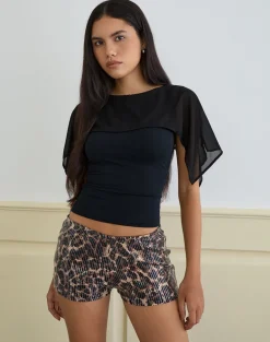 Erna Shorts in Leopard Sequin Brown