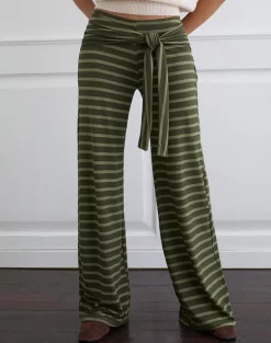 Esata Wrap Trouser in Wide Stripe Green