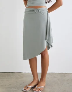 Esmeray Midi Ring Skirt in London Fog