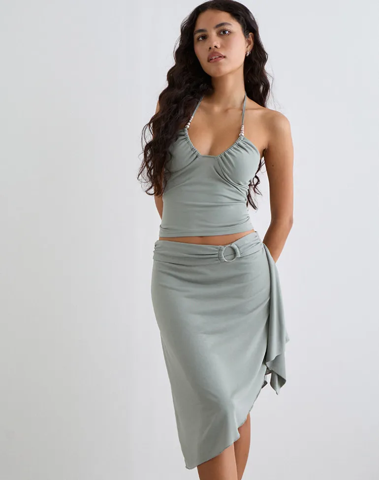 Esmeray Midi Ring Skirt in London Fog