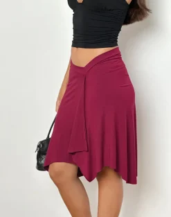 Esmeray Midi Skirt in Burgundy