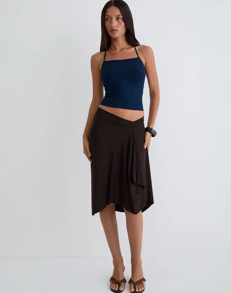 Esmeray Midi Skirt in Chocolate Brown