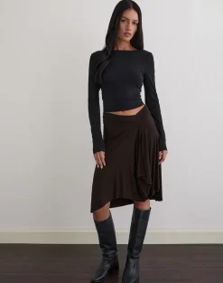 Esmeray Midi Skirt in Chocolate Brown